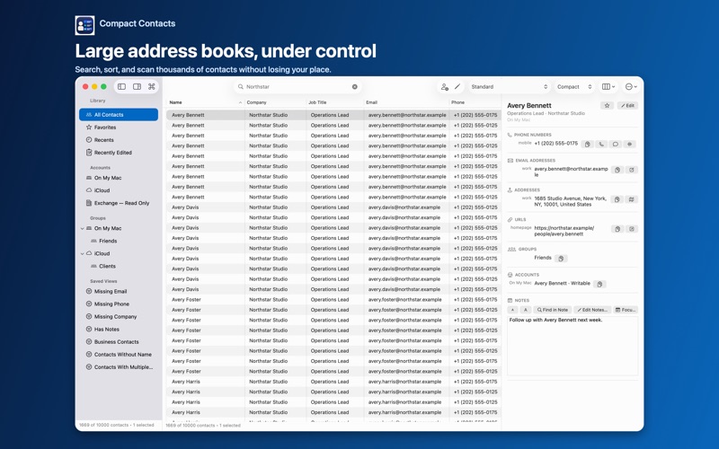 Compact Contacts product screenshot
