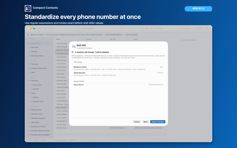 Compact Contacts: another view of the application